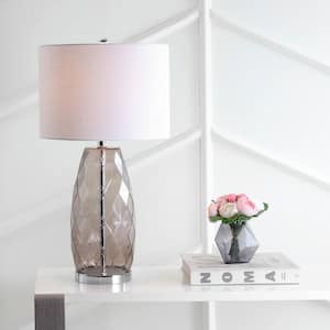 Juliette 26.5 in. Smoked Gray Glass/Metal LED Table Lamp