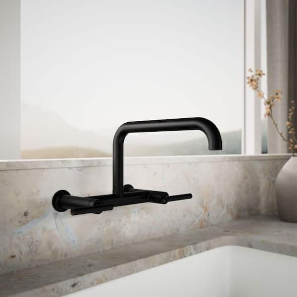 Purist 2-Handle Bridge Kitchen Faucet in Matte Black