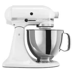 Artisan 5 qt. 10-Speed White Stand Mixer with Flat Beater, 6-Wire Whip and Dough Hook Attachments