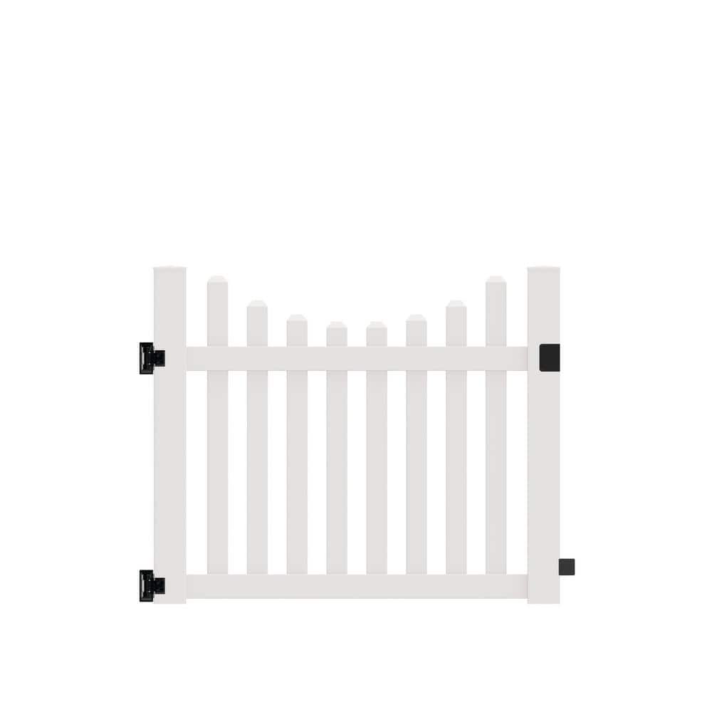 Barrette Outdoor Living Seneca Scallop 5 ft. W x 4 ft. H White Vinyl Un-Assembled Fence Gate