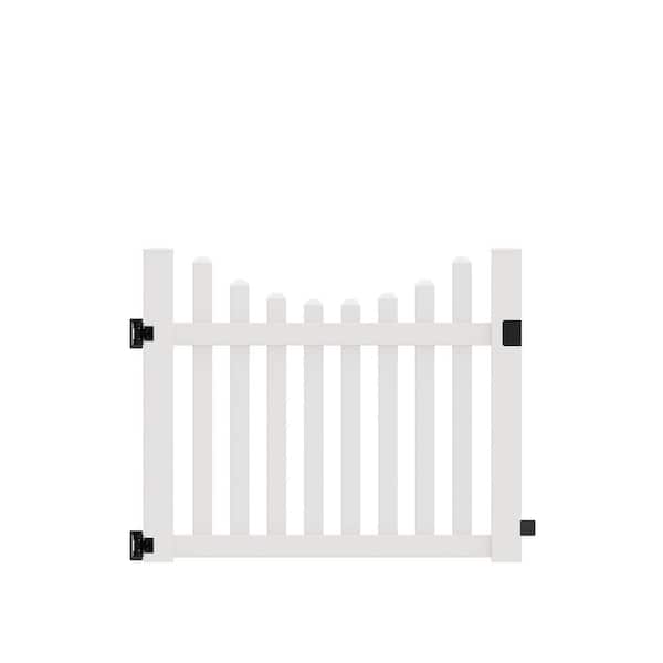 Barrette Outdoor Living Seneca Scallop 5 ft. W x 4 ft. H White Vinyl Un-Assembled Fence Gate