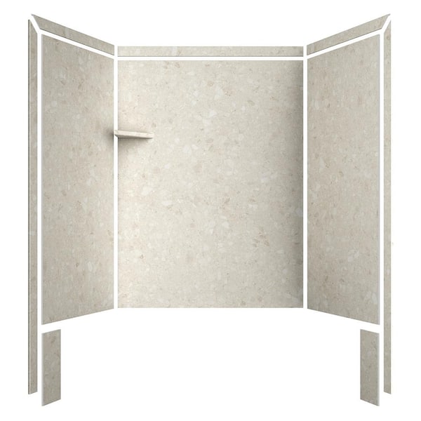Royale 36 in. x 60 in. x 80 in. 11-Piece Easy Up Adhesive Alcove Bathtub/Shower Wall Surround in Calabria