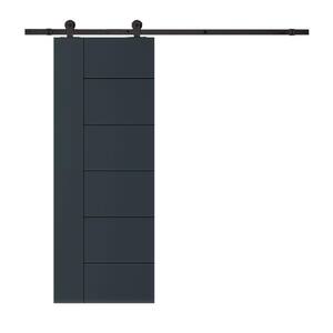 Metropolitan 36 in. x 80 in. Charcoal Gray Stained Composite MDF Paneled Sliding Barn Door with Hardware Kit