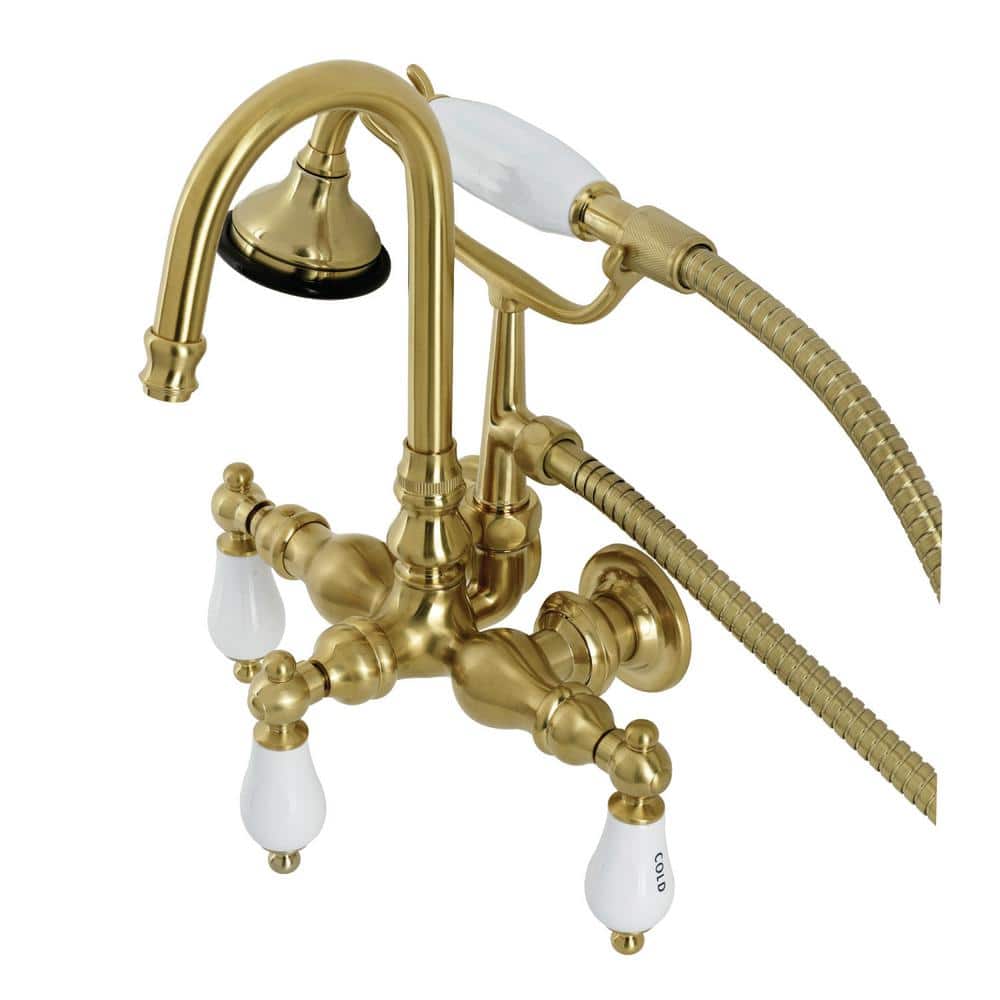 Aqua Vintage Wall Mount 3-Handle Claw Foot Tub Faucet in Brushed Brass price history on PriceWatchPro