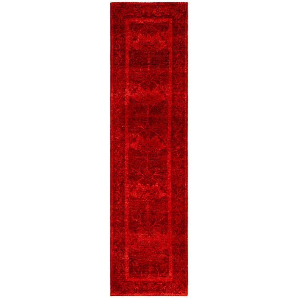 Chloe & Olivia Home Overdyed Red 2 ft. x 10 ft. Solid Wool Indoor ...