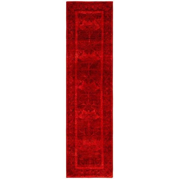 Overdyed Red 2 ft. x 10 ft. Solid Wool Indoor Runner Rug