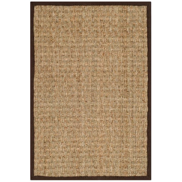 Natural Fiber Beige/Dark Brown Doormat 2 ft. x 3 ft. Border Area Rug