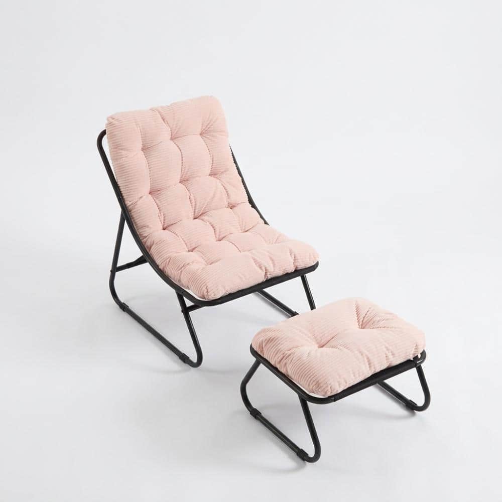 Black Outdoor Lounge Chair with  Pink Cushion and Ottoman price history on PriceWatchPro