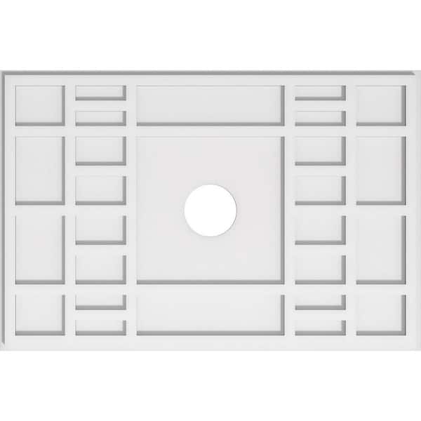 Ekena Millwork 32 in. W x 21-3/8 in. H x 4 in. ID x 1 in. P Beaux Architectural Grade PVC Contemporary Ceiling Medallion