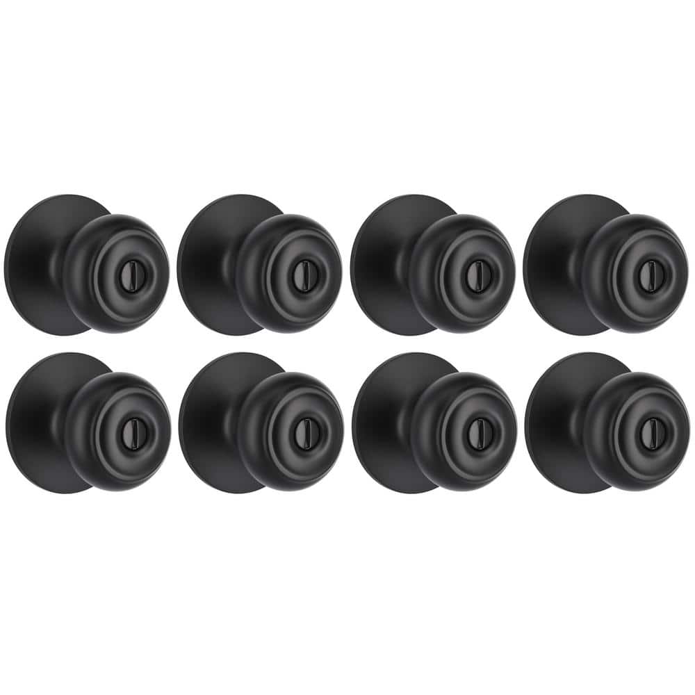 Hartford Matte Black Bed/Bath Door Knob (8-Pack)