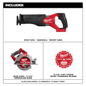 M18 FUEL 18V Lith-Ion Brushless Cordless 7-1/4 in. Circular Saw w/ Recip Saw