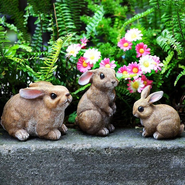 Brown Bunny Yard Decorations Outdoor (Set of 3) D0B6N5VSHG - The