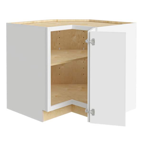 Hargrove 33 in. W x 33 in. D x 34.5 in. H Assembled Plywood Corner Easy Reach Base Kitchen Cabinet in Vesper White RH