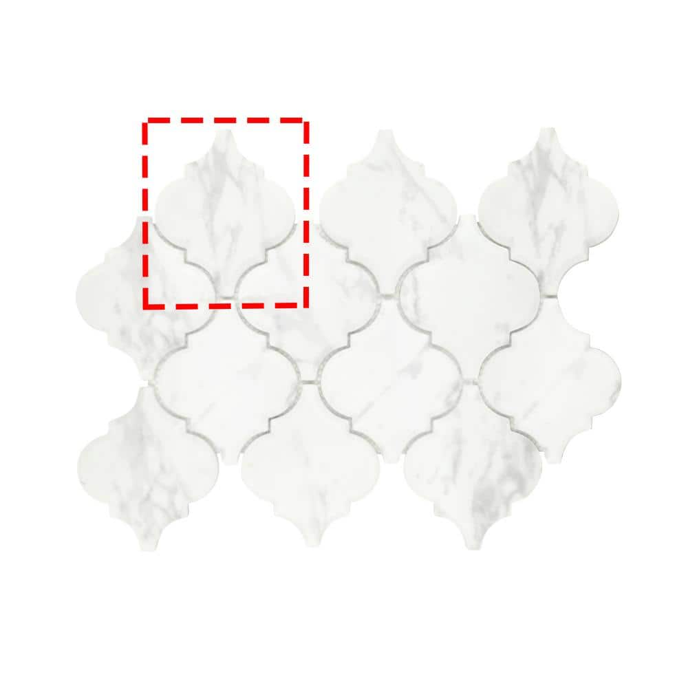 Carrara White Lantern Arabesque 6 in. x 6 in. Recycled Glass 3D Marble Looks Floor and Wall Mosaic Tile (0.25 sq.ft.) price history on PriceWatchPro
