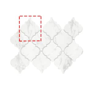 Carrara White Lantern Arabesque 6 in. x 6 in. Recycled Glass 3D Marble Looks Floor and Wall Mosaic Tile (0.25 sq.ft.)