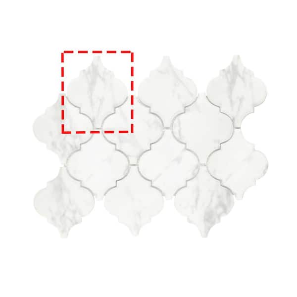 sunwings Carrara White Lantern Arabesque 6 in. x 6 in. Recycled Glass 3D Marble Looks Floor and Wall Mosaic Tile (0.25 sq.ft.)