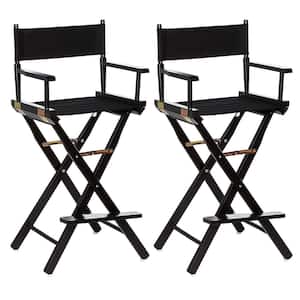 Portable Bar Height Directors Chair with Wood Frame, Canvas (2 Pack)