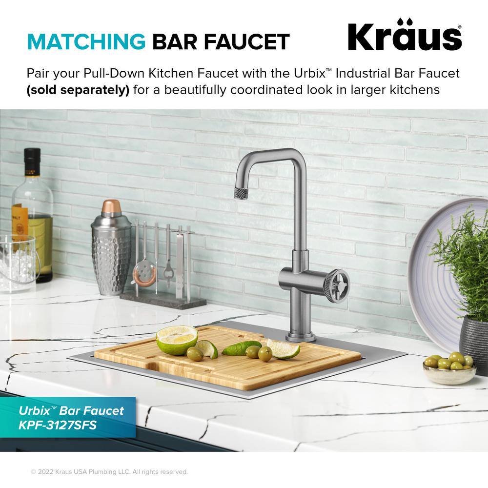 Stainless Steel Industrial Pull-Down Kitchen Faucet with Spray