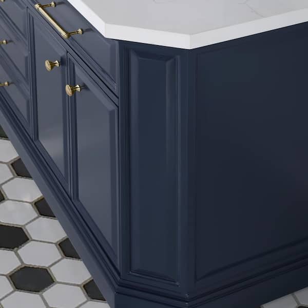 Palace 72 in. W x 22 in. D x 34 in. H Double Sink Bath Vanity in Monarch Blue with Carrara White Quartz Top