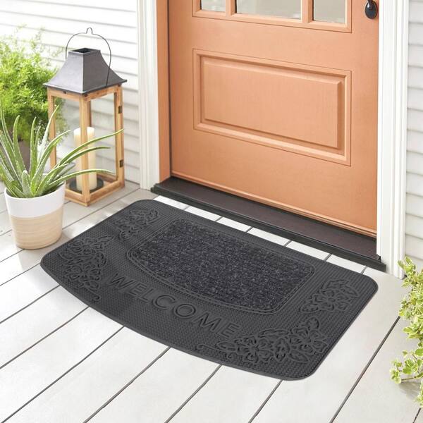 Ottomanson Waterproof, Low Profile, Non-Slip Flower Indoor/Outdoor Rubber  Doormat, 18