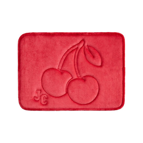 Cherry 17 in. x 24 in. Red Novelty Polyester Rectangle Bath Mats