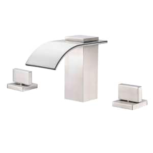 Modern 8 in. Widespread Double Handle Bathroom Sink Faucet in Brushed Nickel (1-Pack)