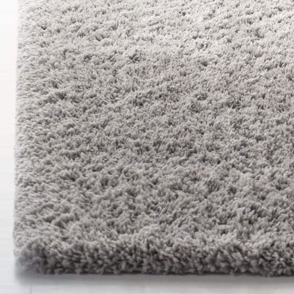 Luxe Plush Gray Shag Area Rug, Synthetic Easy Care, 4' x 6'