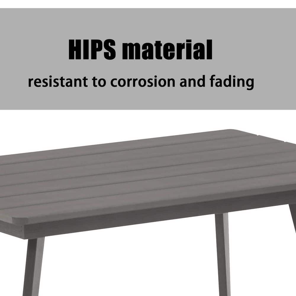 Gray HIPS Outdoor Rectangular Cocktail Table with Splayed Legs