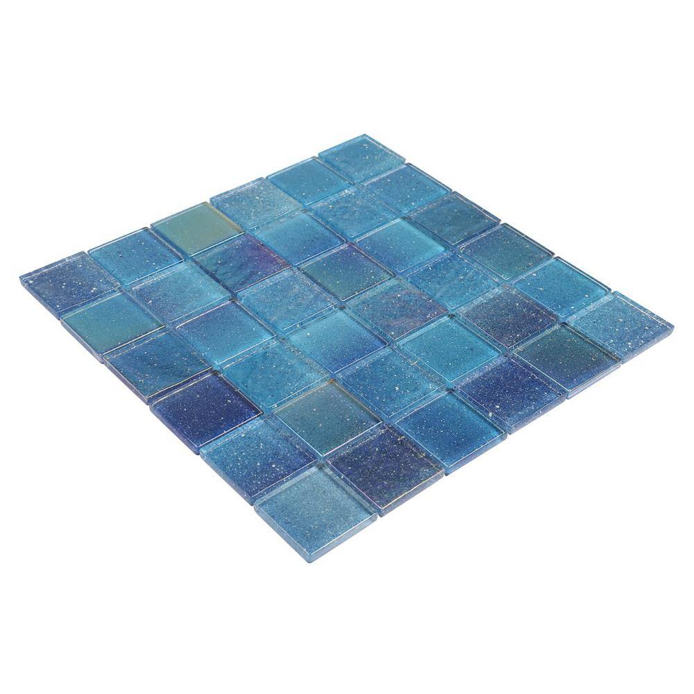 Angel Dust Blue Polished Glass Wall Mosaic Tile