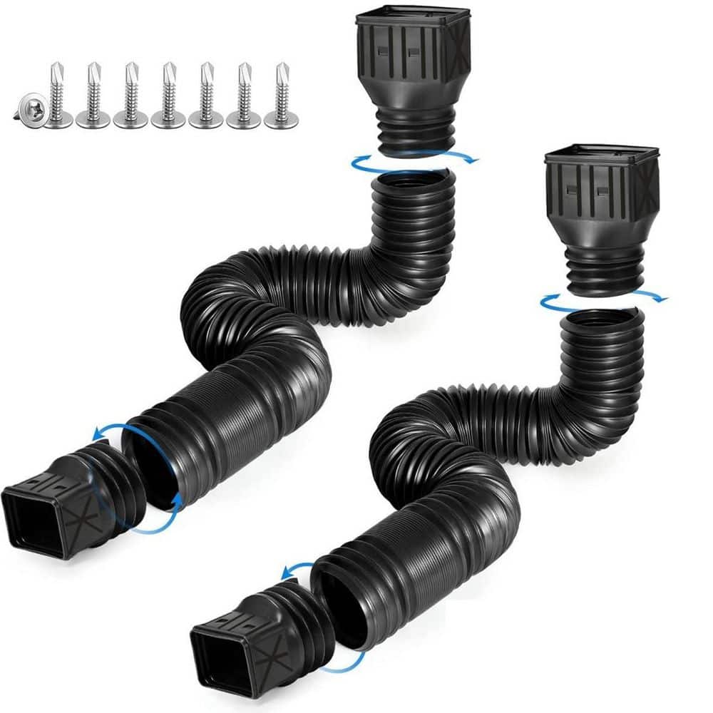 2-Pack Flexible Rain Gutter Downspout Extensions, Drain Downspout Extender, Extendable 21-60 in, Black price history on PriceWatchPro