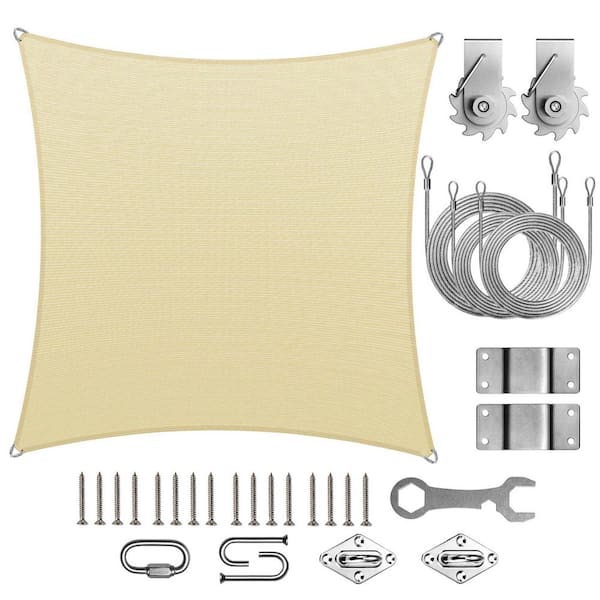 Pro Ring 24 ft. x 24 ft. Square Sun Shade Sail with Hardware TAWAL-Beige