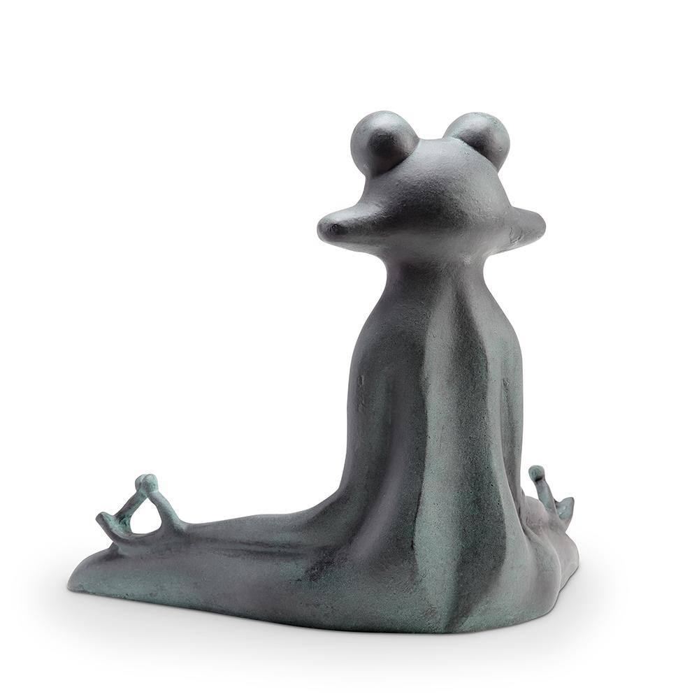 Verdigris Green Aluminum Yoga Frog Garden Sculpture 12 Inches High