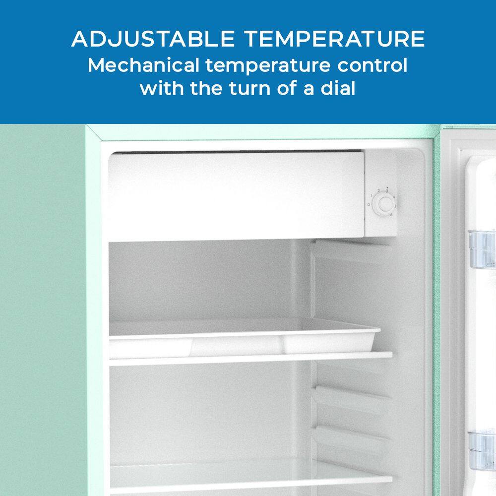 Seafoam Green Retro Compact Refrigerator with Glass Shelves, 3.1 cu ft