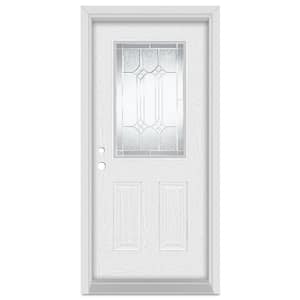 32 in. x 80 in. Orleans Right-Hand 1/2 Lite Zinc Finished Fiberglass Oak Woodgrain Prehung Front Door