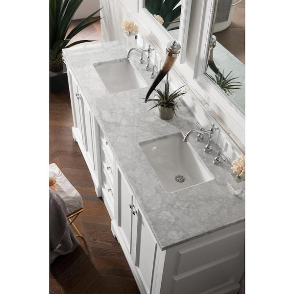 94 de Soto Double Bathroom Vanity with Makeup Counter, Bright White