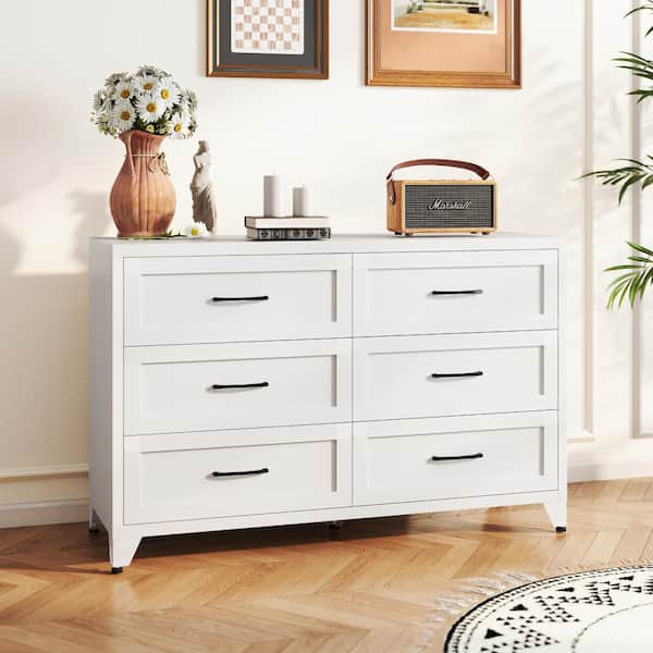 low profile dresser Rift - Wooden Modern Minimalist Designer Dresser, White Oak Organized Wide StorageSeven full 6 Drawer Dresser for Bedroom,
