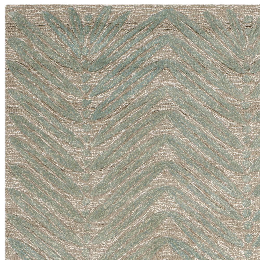 Handmade Blue Chevron Stripe Wool and Viscose Rug, 4' x 6'