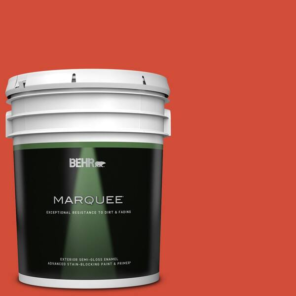 BEHR MARQUEE 5 gal. #S-G-190 Red Hot Semi-Gloss Enamel Exterior Paint & Primer