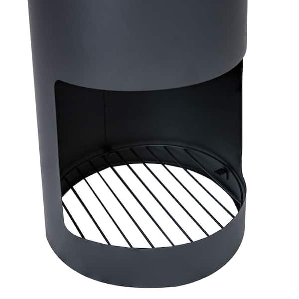 Sunnydaze 59 in. H Steel Chiminea with Log Holder - Black FSN-1851