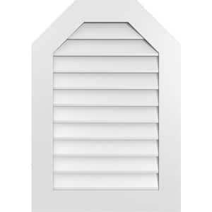 24 in. x 34 in. Octagonal Top Surface Mount PVC Gable Vent: Decorative with Standard Frame