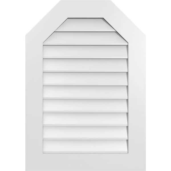 Ekena Millwork 24 in. x 34 in. Octagonal Top Surface Mount PVC Gable Vent: Decorative with Standard Frame
