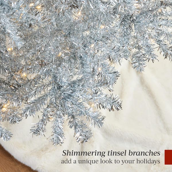 Best Choice Products 7.5 ft. Silver Unlit Tinsel Artificial
