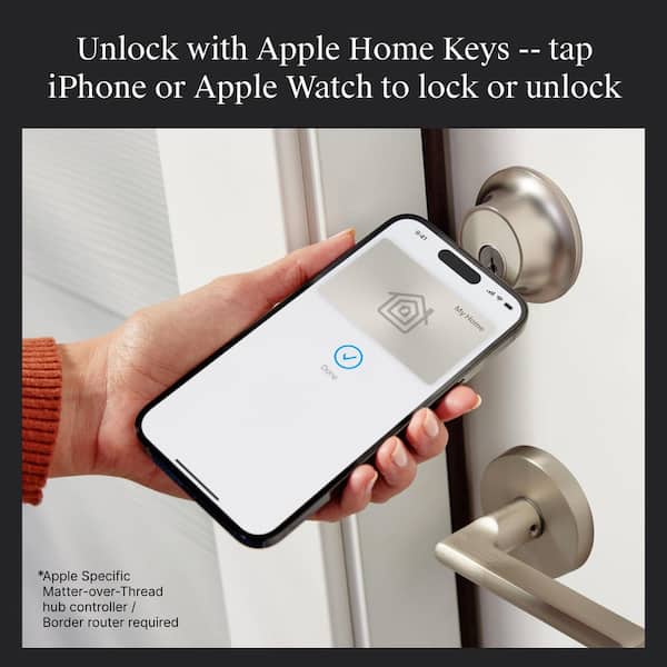 Lock+ (Matter)-Most Advanced Matter-Over-Thread Smart Lock Deadbolt-Works w/ Apple, Google & SmartThings Satin Nickel