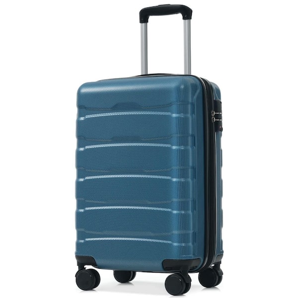 22.8 in. Blue ABS Hardside Luggage Double Spinner Expandable Suitcase with 3 Digit TSA Lock, 3 Step Telescoping Handle