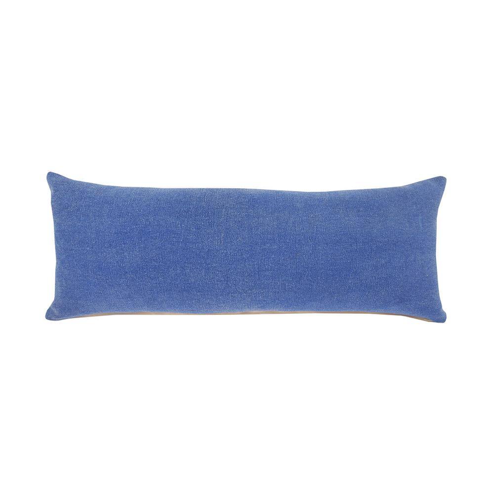 LR Home Classic Blue Solid Soft PolyFill 36 in. x 14 in. Lumbar Throw