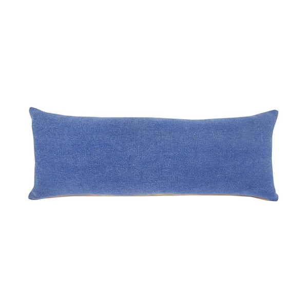 Unbranded Classic Blue Solid Soft Poly-Fill 36 in. x 14 in. Lumbar Indoor Throw Pillow