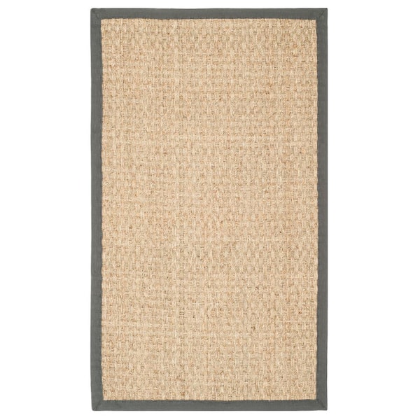 SAFAVIEH Natural Fiber Beige/Dark Gray Doormat 3 ft. x 5 ft. Border Area Rug