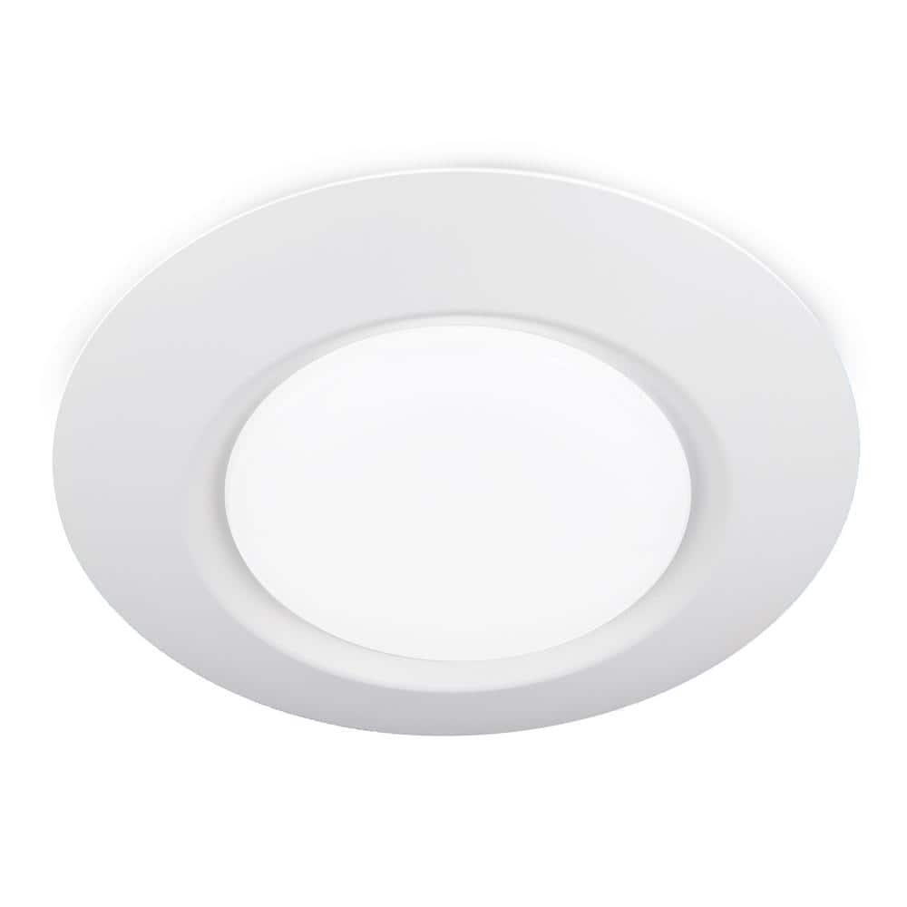 White Glass LED Flush Mount Ceiling Light, 4-Pack
