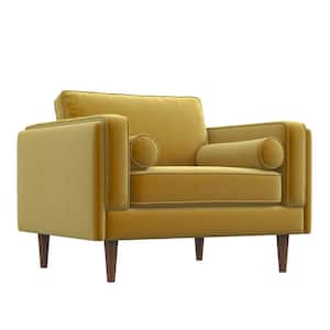 Hudson Mid Century Modern Luxury Accent Comfy Wide Armchair in Gold