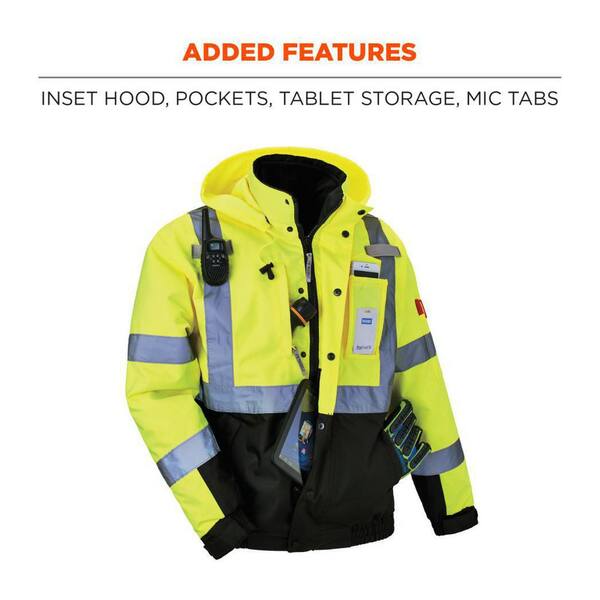 Ergodyne Men's 2X-Large Lime High Visibility Reflective Bomber